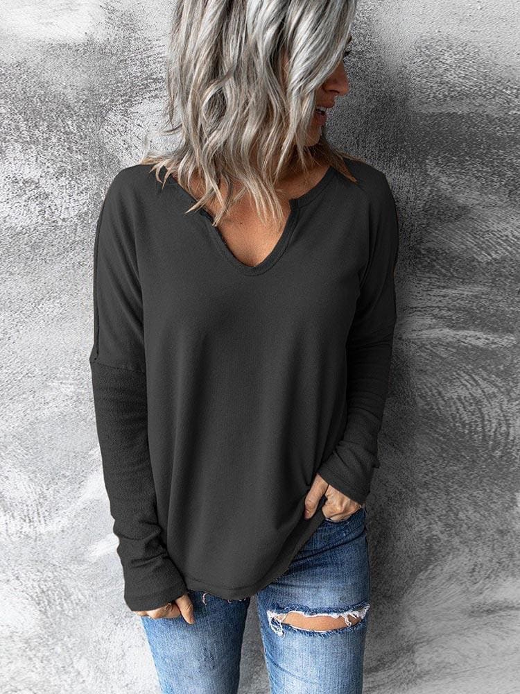 lovevop Fall Casual Solid Fashion Long Sleeve T-Shirt