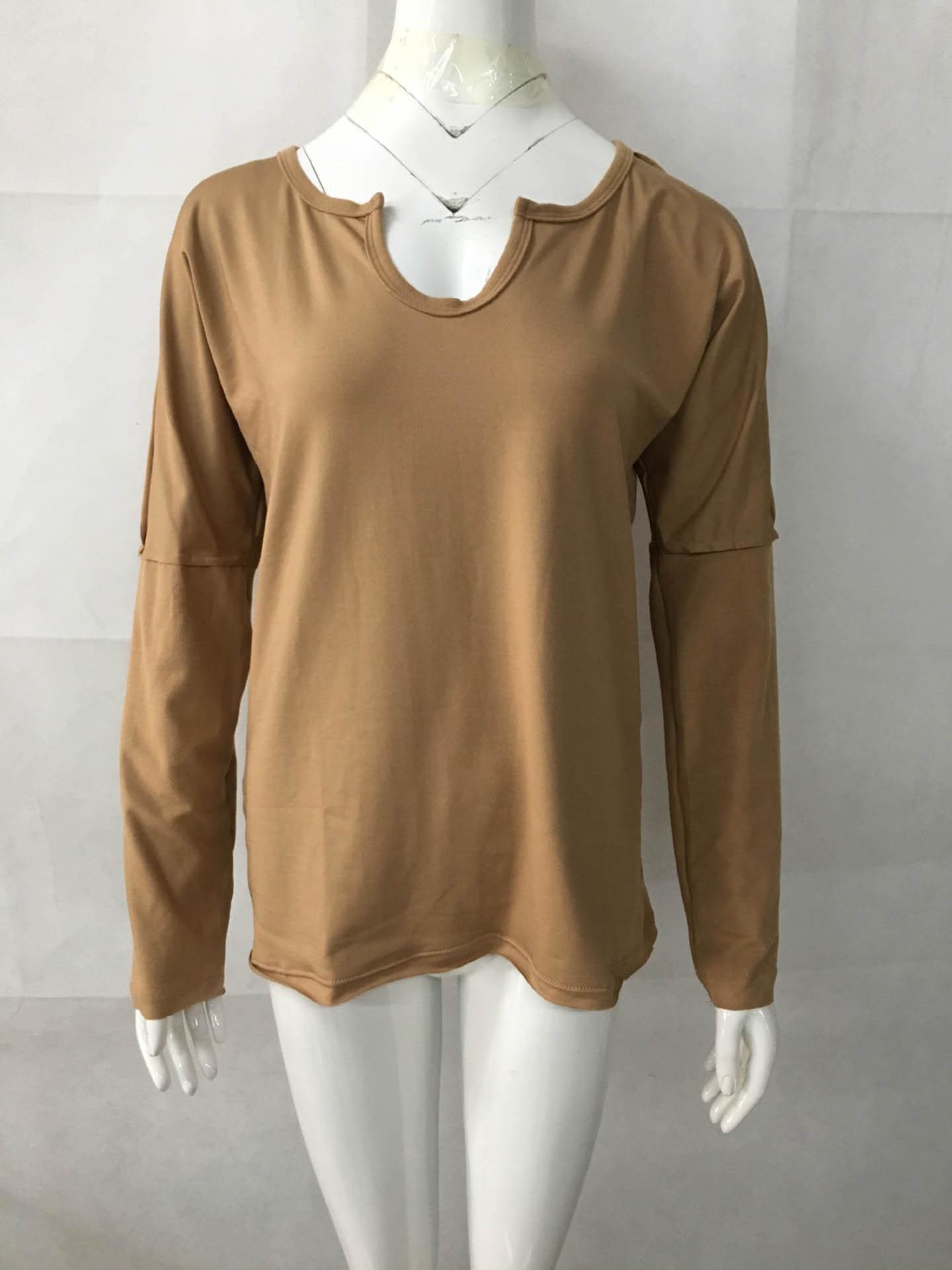 lovevop Fall Casual Solid Fashion Long Sleeve T-Shirt