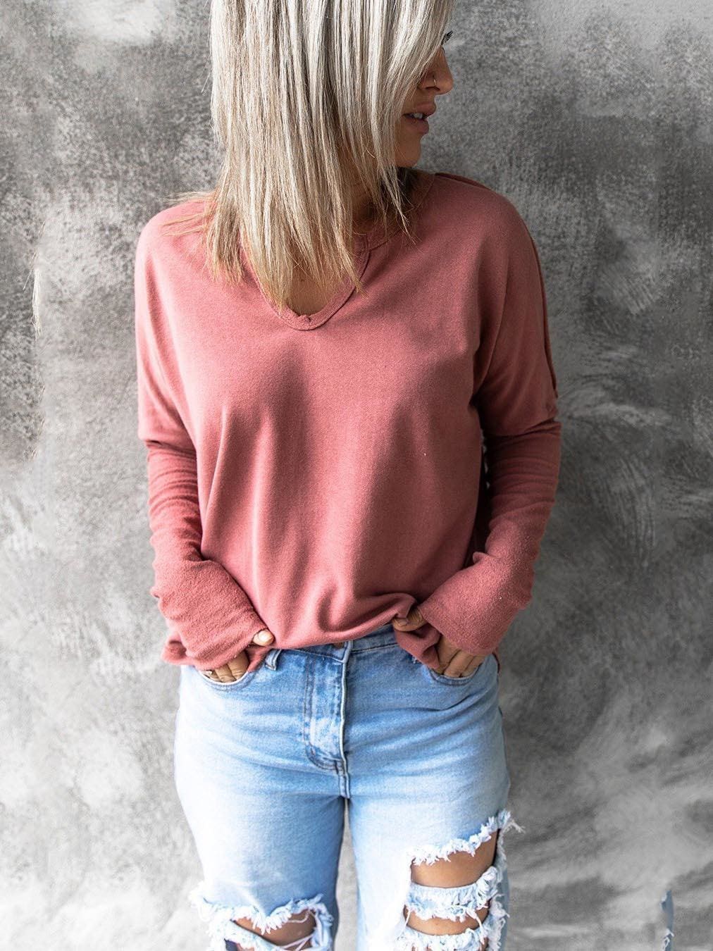 lovevop Fall Casual Solid Fashion Long Sleeve T-Shirt