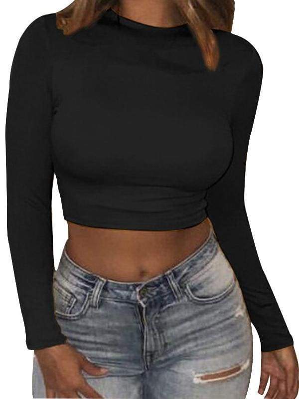 lovevop Fashion Fitted Long Sleeve Cropped T-Shirt