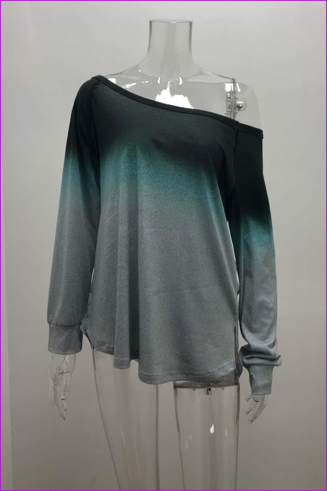 lovevop Gradient Color Fashion Casual Long Sleeve T-Shirt F3363