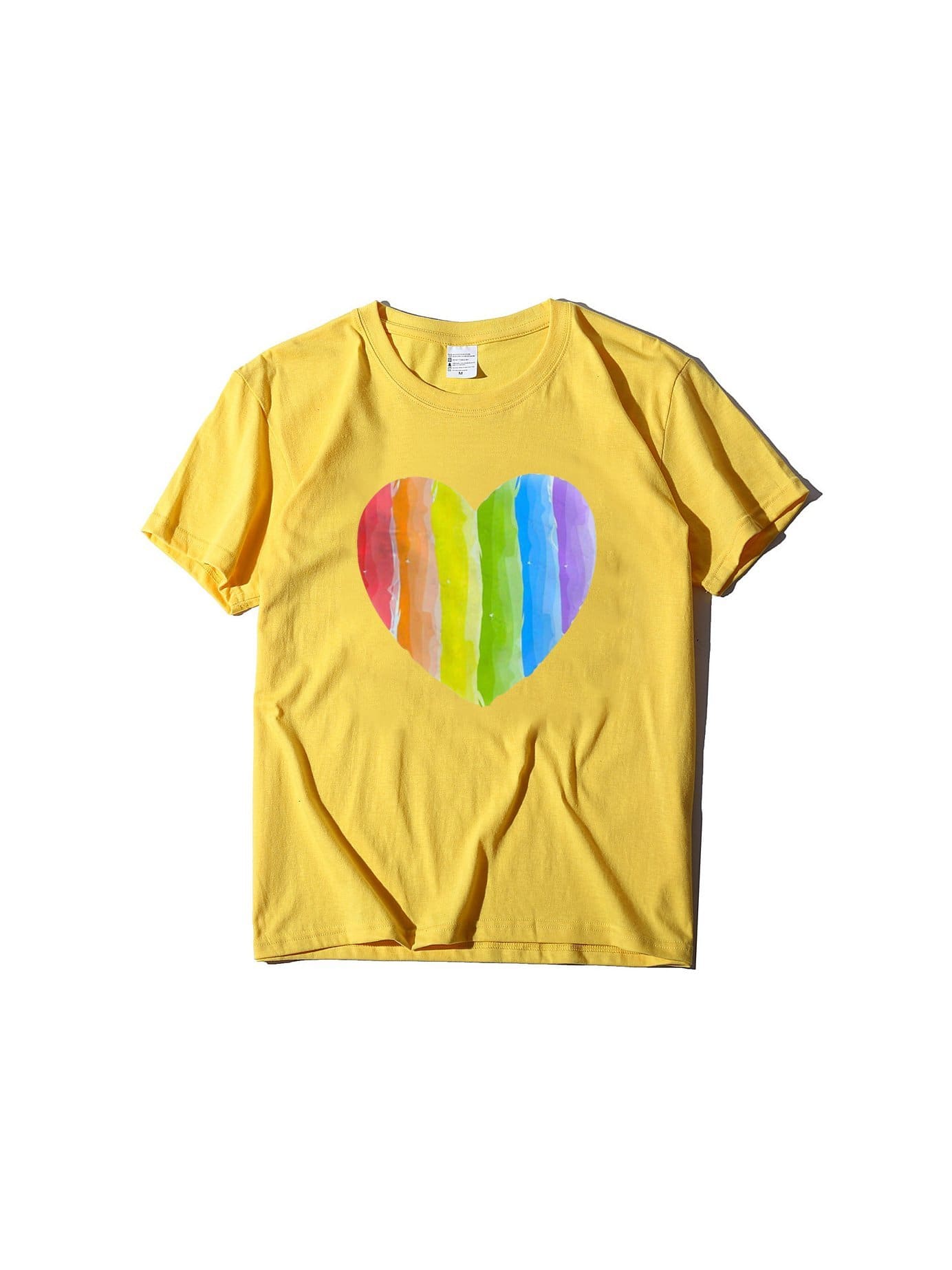 lovevop Heart Print Loose Casual Short Sleeve T-Shirt Women