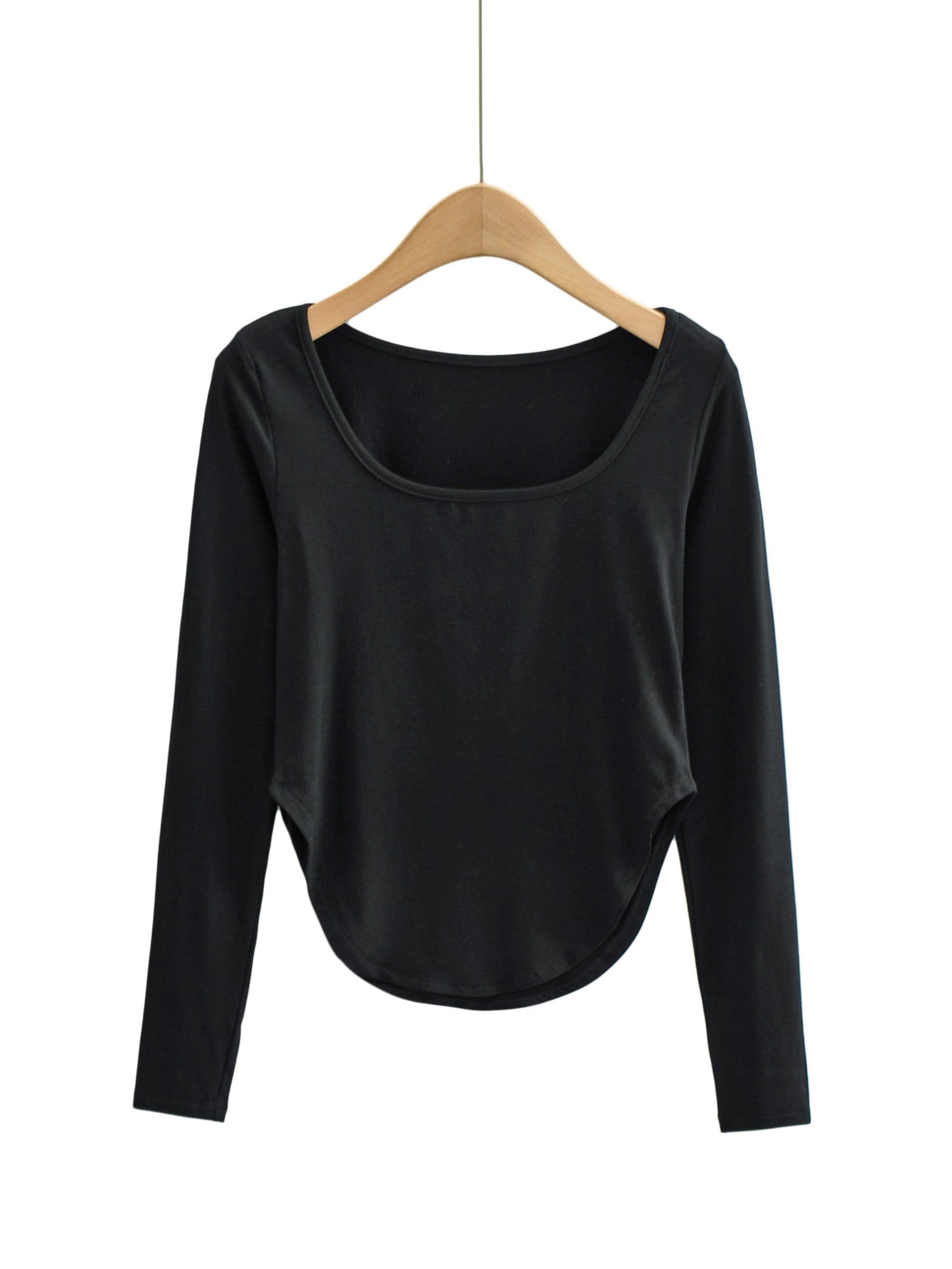 lovevop Leisure Solid Long Sleeve T-Shirt For Women