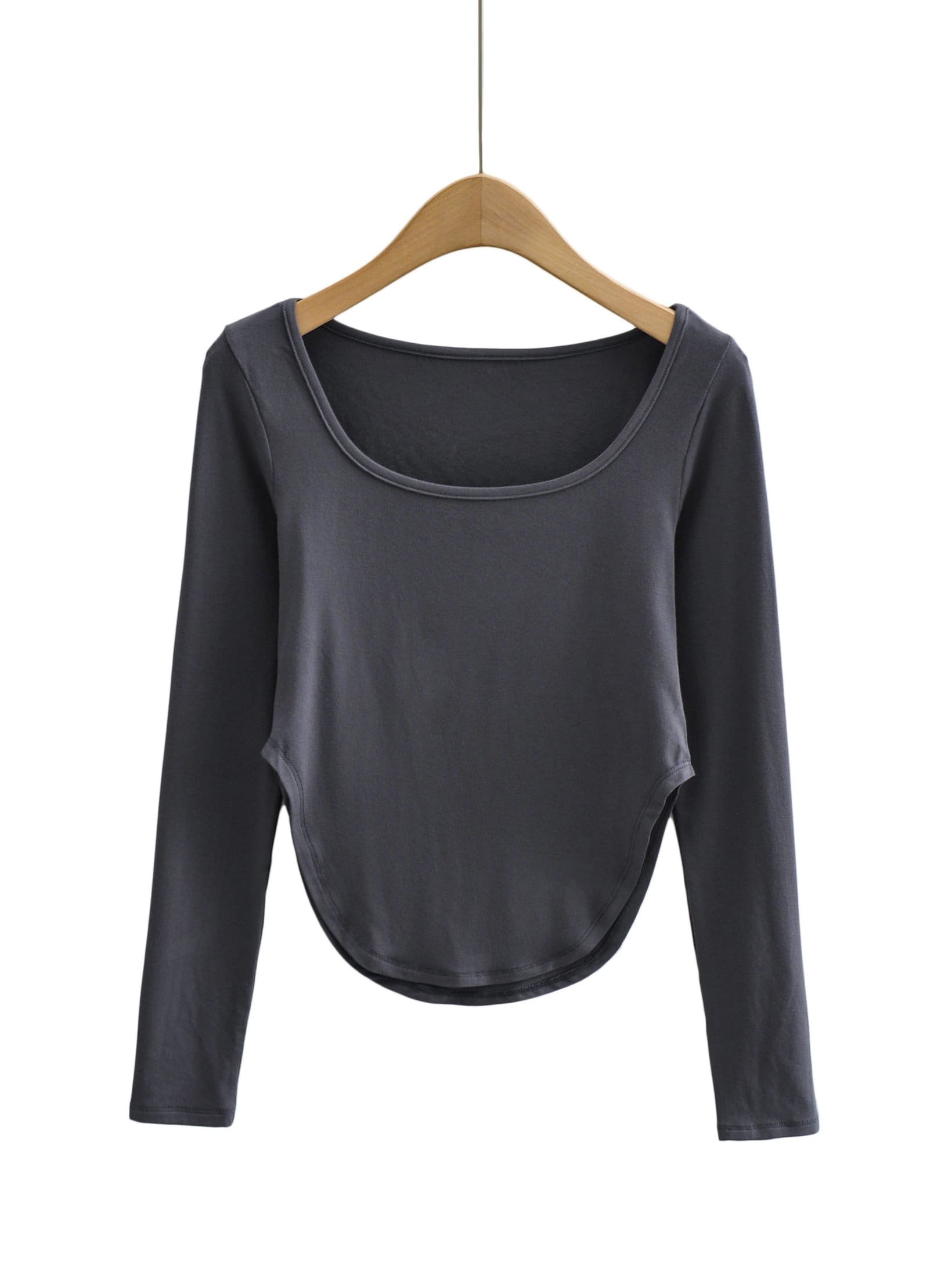 lovevop Leisure Solid Long Sleeve T-Shirt For Women