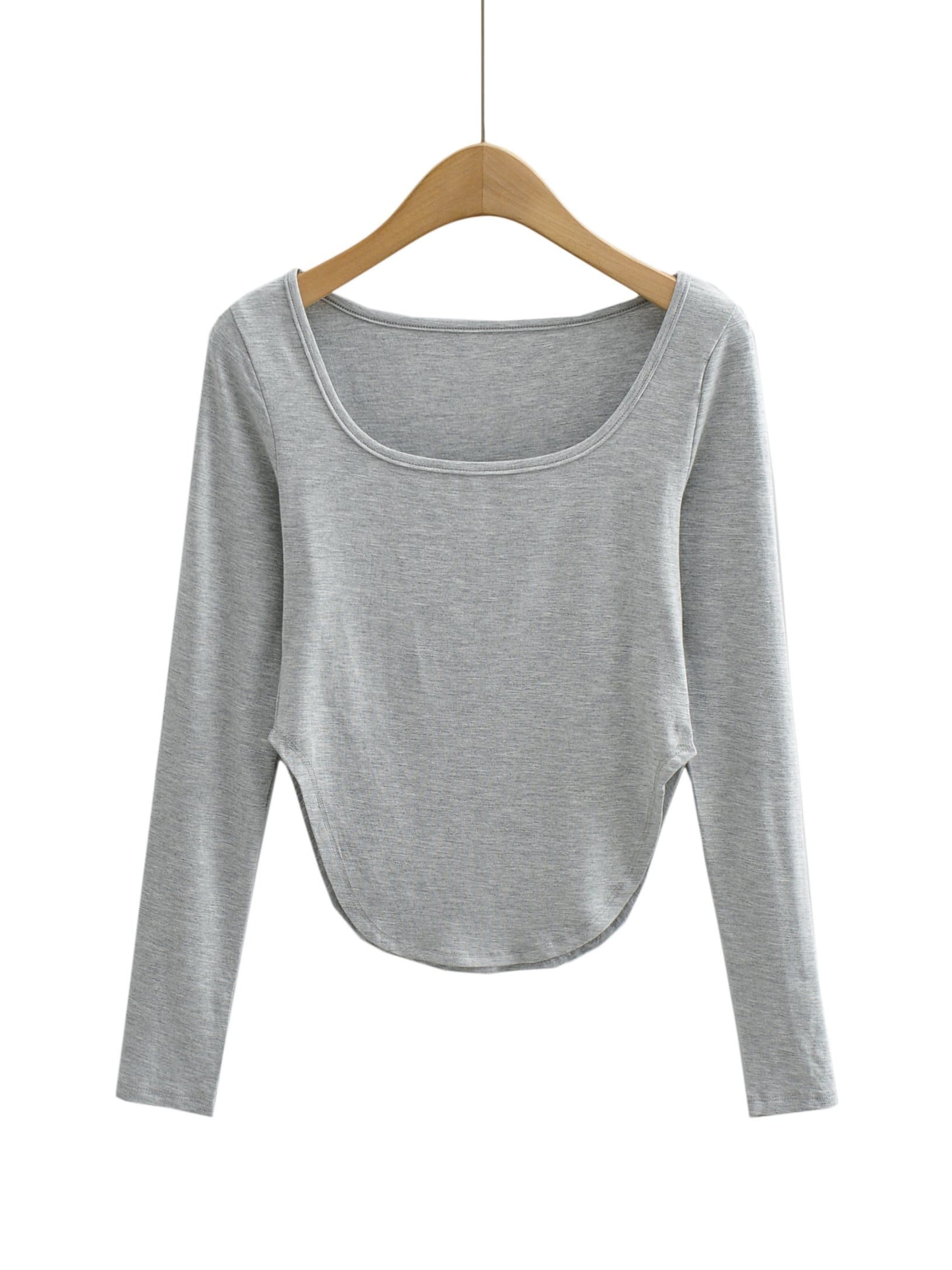 lovevop Leisure Solid Long Sleeve T-Shirt For Women