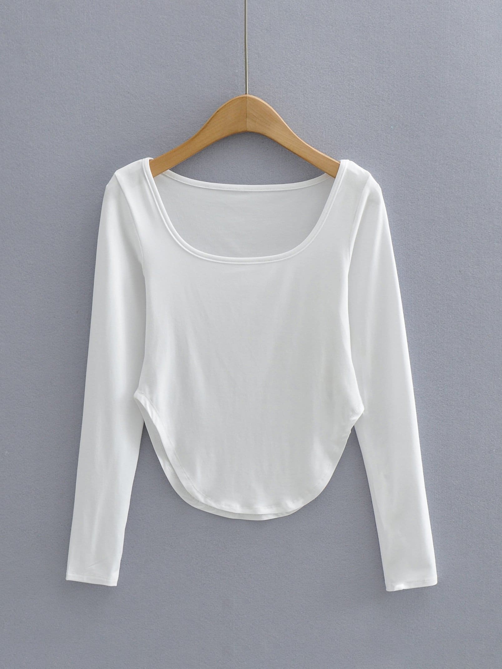 lovevop Leisure Solid Long Sleeve T-Shirt For Women