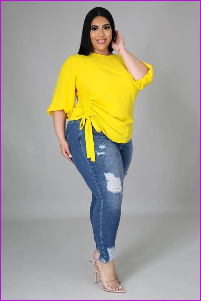 lovevop Leisure Solid Plus Size Half Sleeve T-Shirt For Women F3393