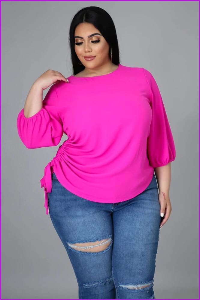 lovevop Leisure Solid Plus Size Half Sleeve T-Shirt For Women F3393