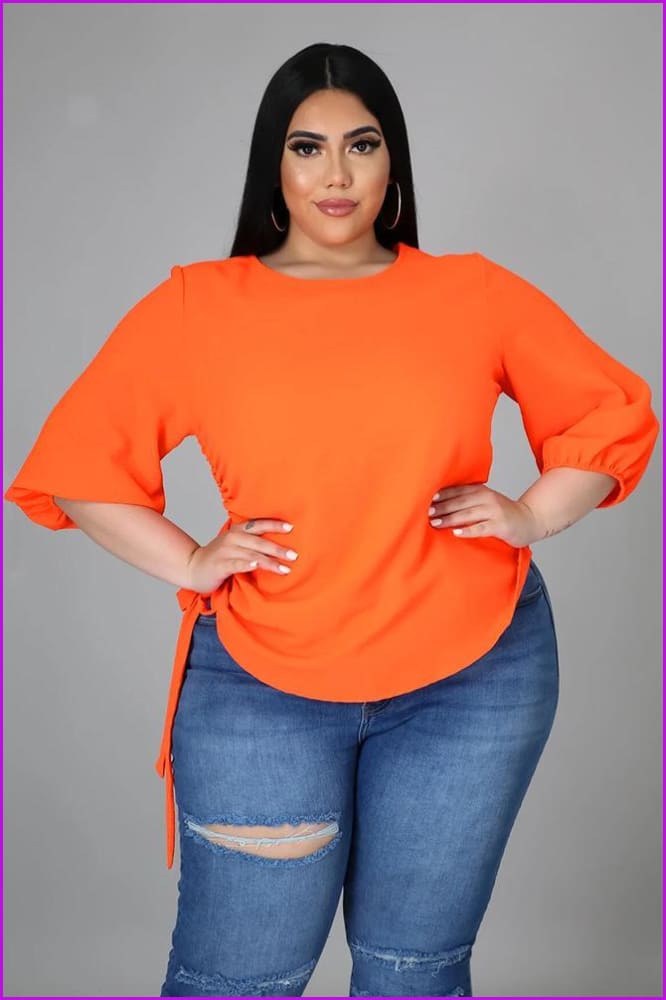 lovevop Leisure Solid Plus Size Half Sleeve T-Shirt For Women F3393