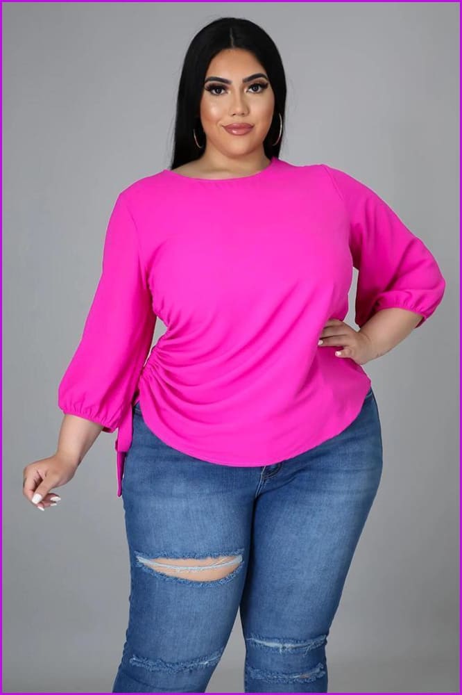 lovevop Leisure Solid Plus Size Half Sleeve T-Shirt For Women F3393