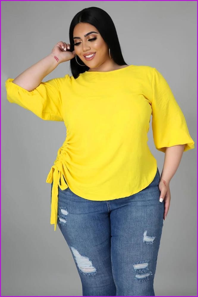 lovevop Leisure Solid Plus Size Half Sleeve T-Shirt For Women F3393