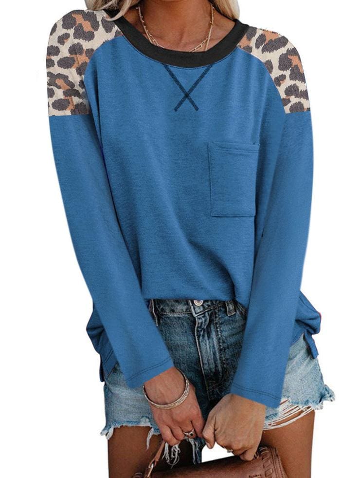 lovevop Leopard Patchwork Latest Style Long Sleeve T-Shirt