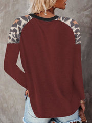 lovevop Leopard Patchwork Latest Style Long Sleeve T-Shirt