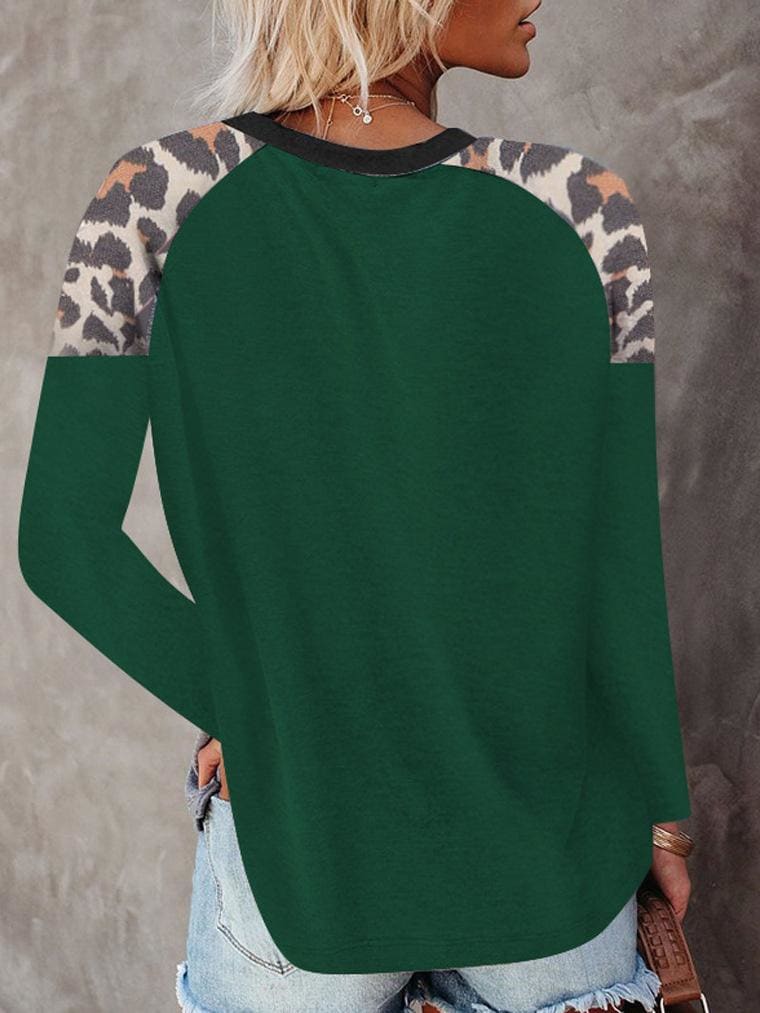 lovevop Leopard Patchwork Latest Style Long Sleeve T-Shirt