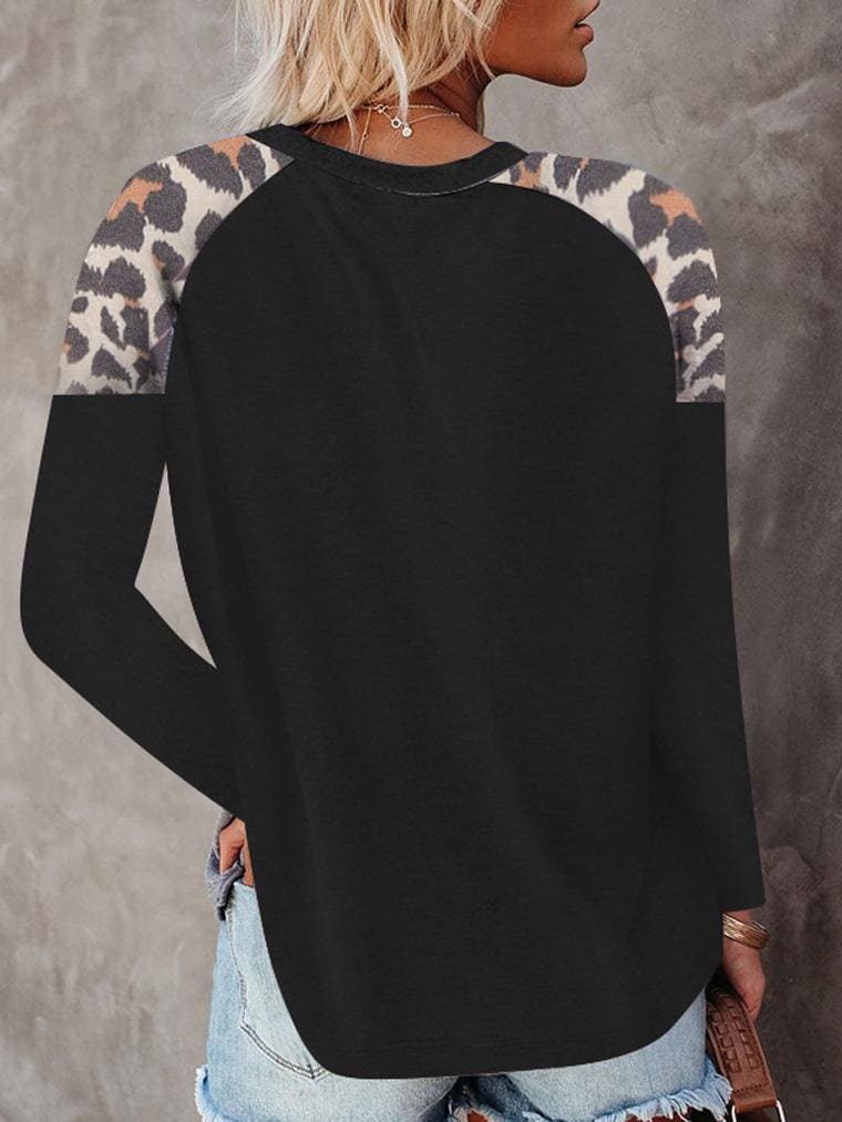 lovevop Leopard Patchwork Latest Style Long Sleeve T-Shirt