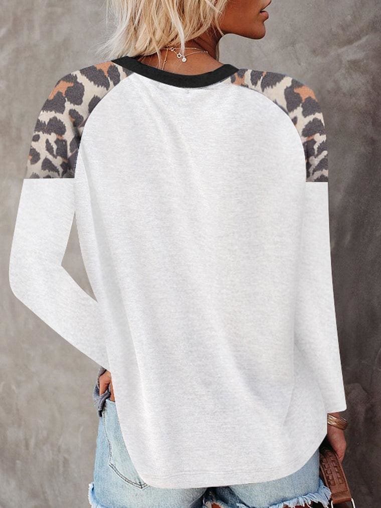 lovevop Leopard Patchwork Latest Style Long Sleeve T-Shirt