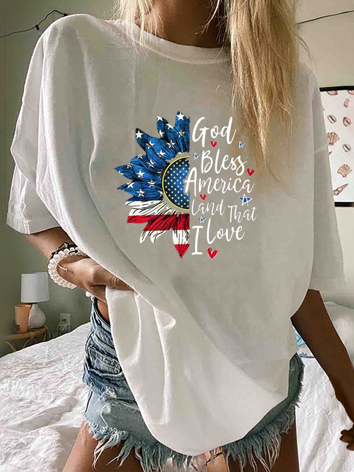 lovevop Letter Print Leisure Easy Matching Women T-Shirt