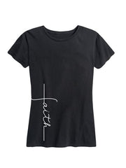 lovevop Letter Print Simple Black Easy Matching T-Shirt