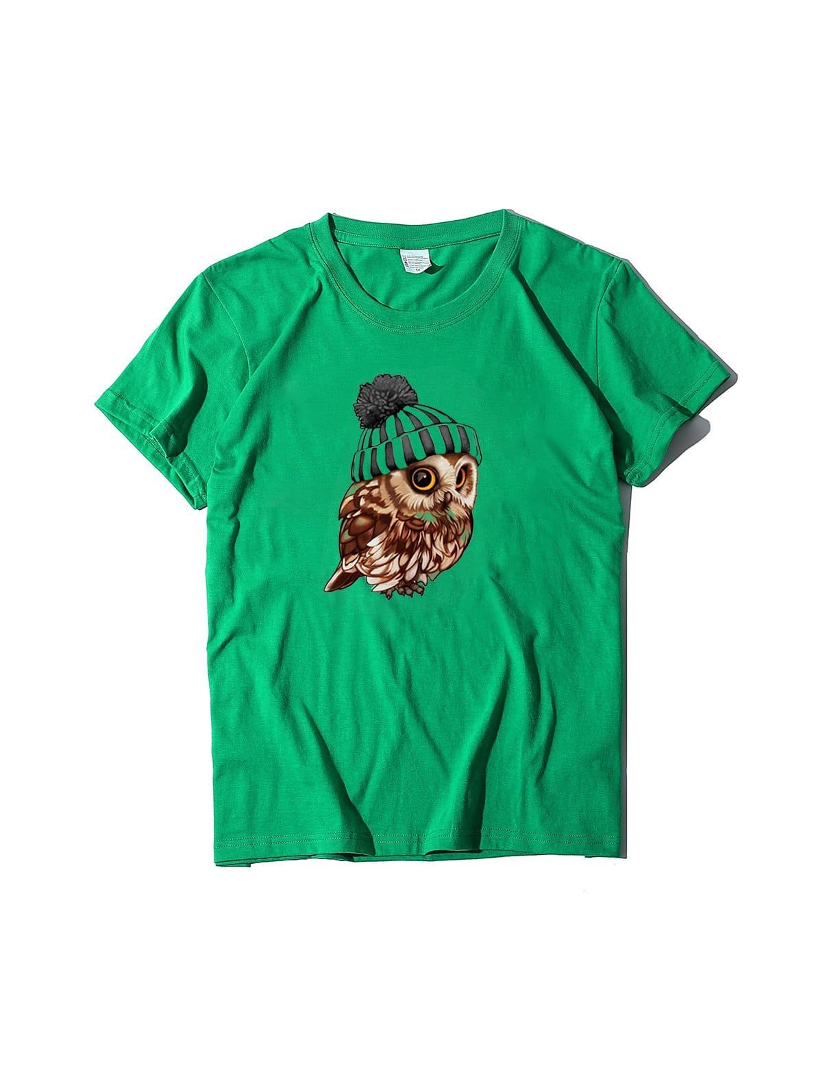 lovevop Loose Casual Owl Print Versatile T-Shirt For Women