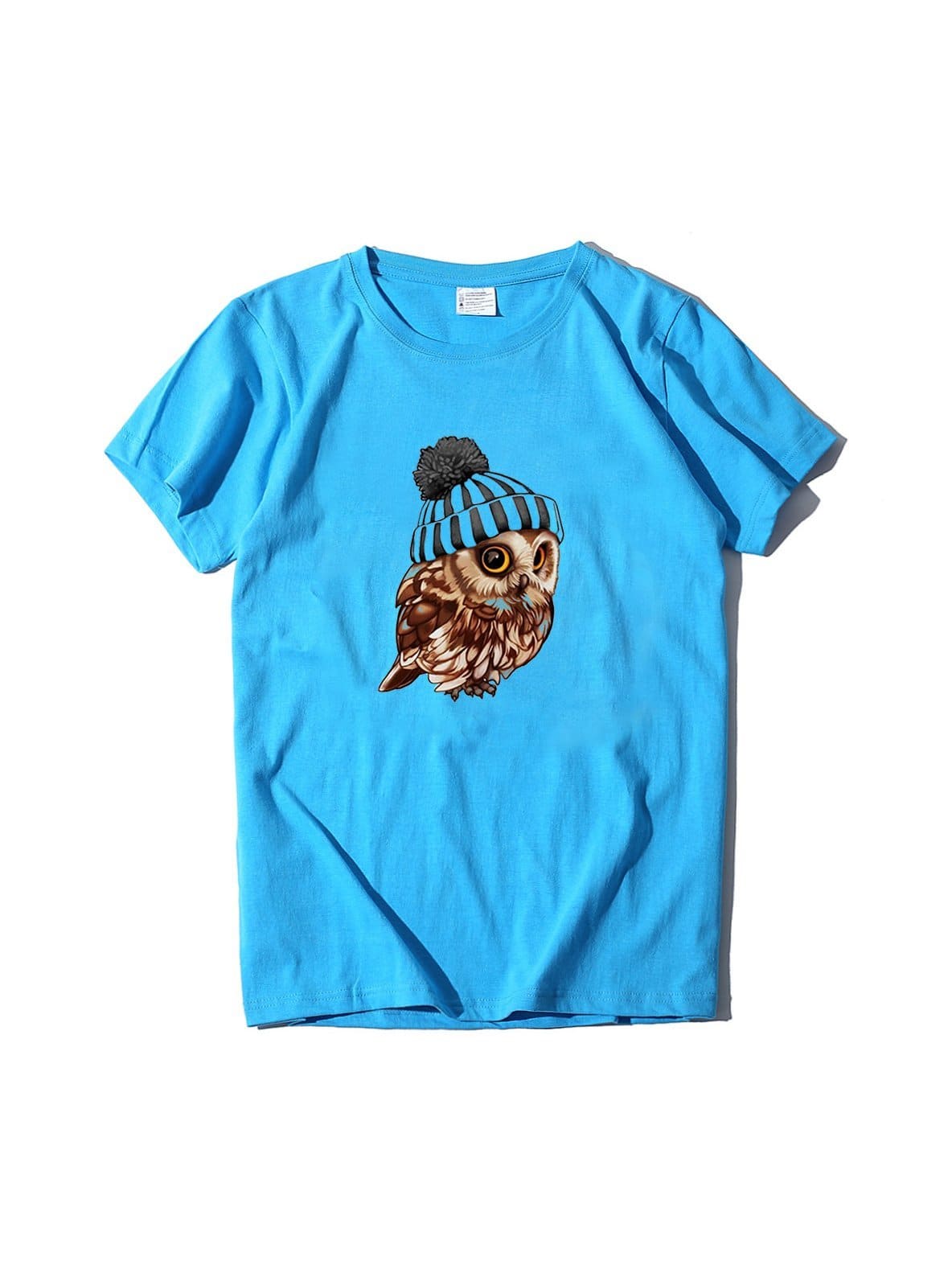 lovevop Loose Casual Owl Print Versatile T-Shirt For Women