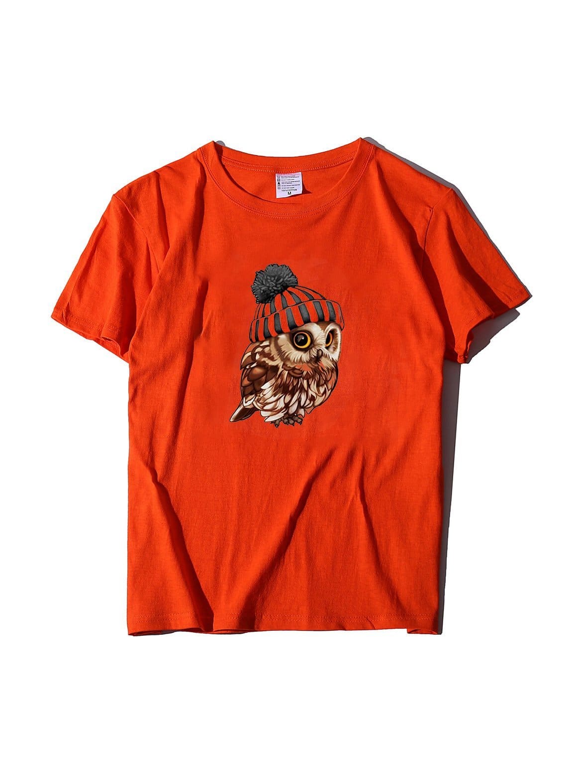 lovevop Loose Casual Owl Print Versatile T-Shirt For Women
