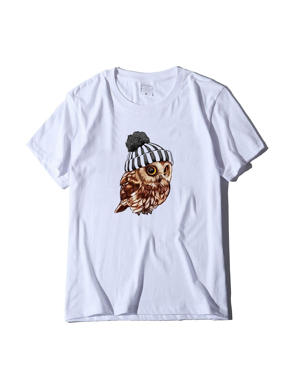 lovevop Loose Casual Owl Print Versatile T-Shirt For Women