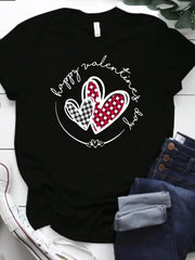 lovevop Printed Casual Fashion Black Plus Size T-Shirt