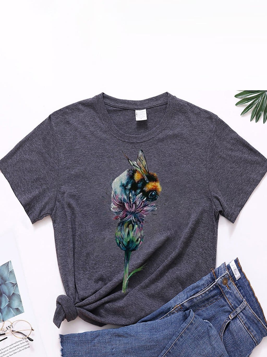 lovevop Printed Casual Trendy Easy Match Women T-Shirt