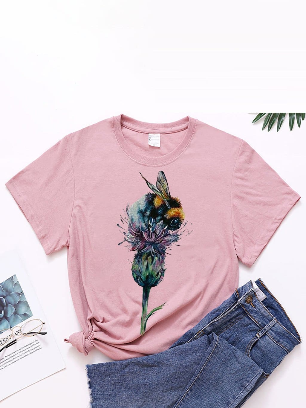 lovevop Printed Casual Trendy Easy Match Women T-Shirt