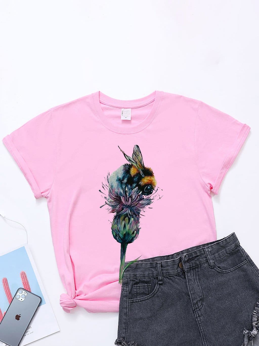 lovevop Printed Casual Trendy Easy Match Women T-Shirt