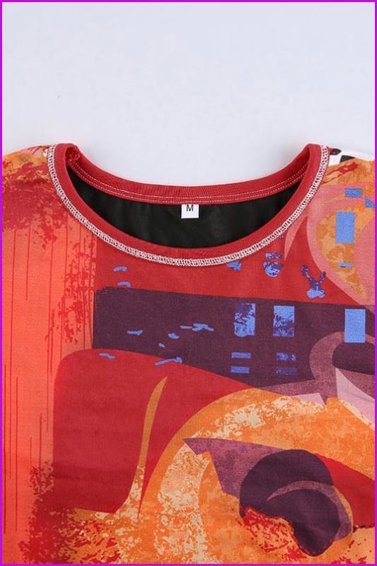 lovevop Printed Multicolored Short Sleeve T-Shirt For Women F2550