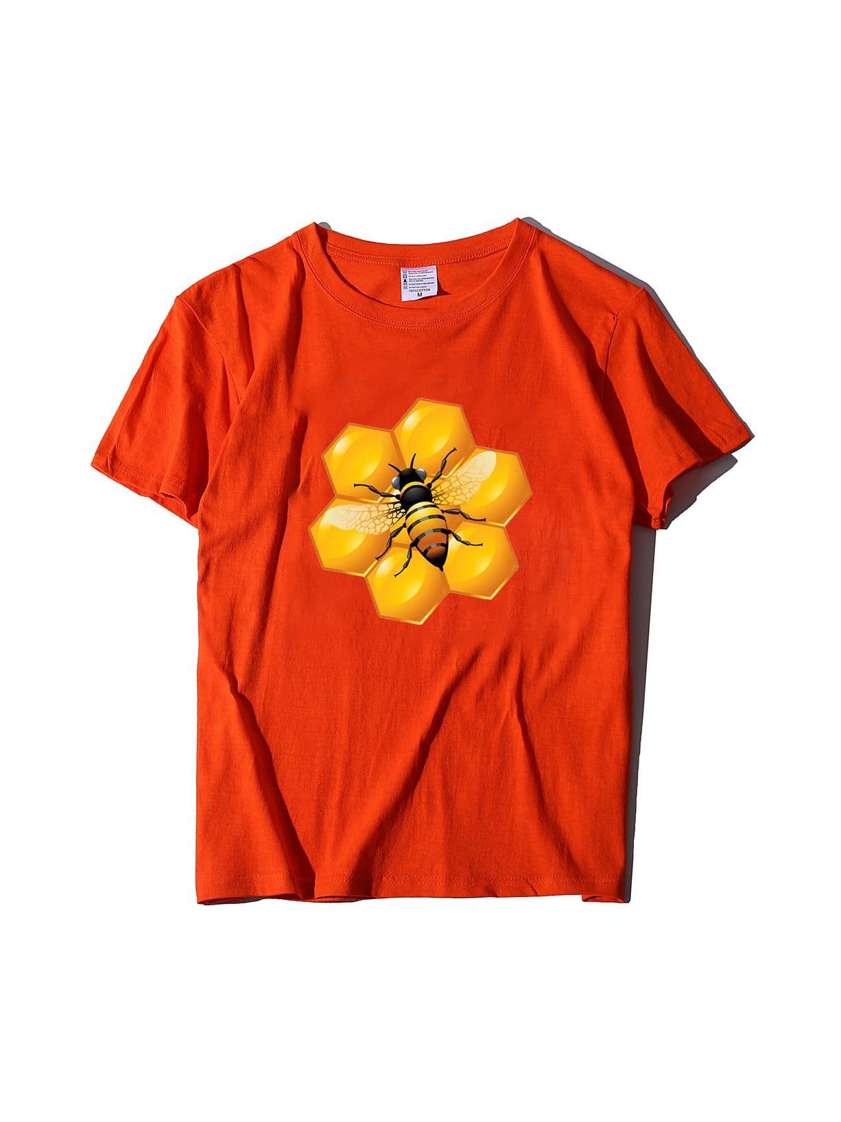 lovevop Summer Bee Art Print Casual Short Sleeve T-Shirt