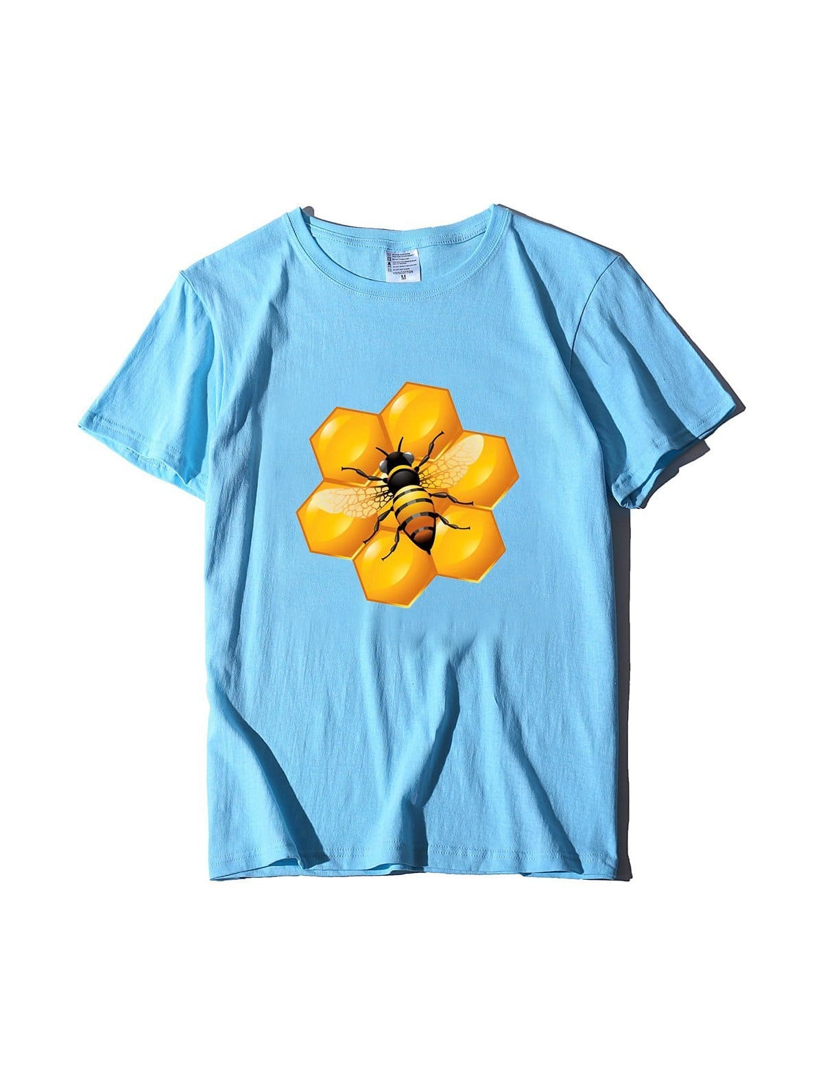 lovevop Summer Bee Art Print Casual Short Sleeve T-Shirt