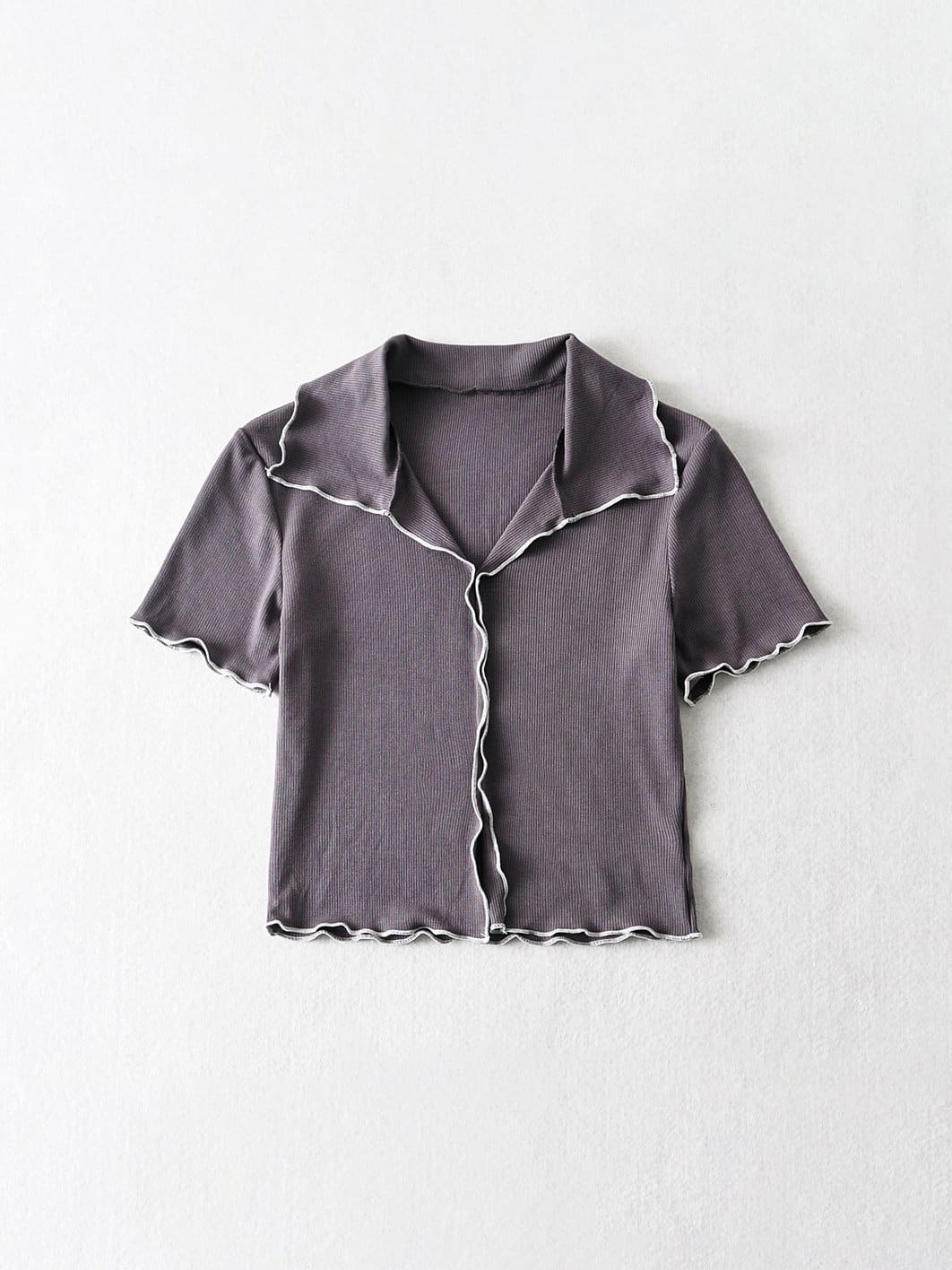 lovevop Summer Stringy Selvedge Fitted Short Sleeve Cropped T-Shirt