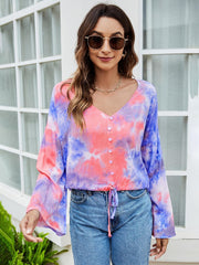 lovevop Tie Dye Long Sleeve T-Shirt For Women