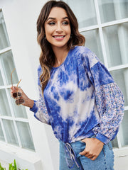 lovevop Tie Dye Print Casual Long Sleeve T-Shirt