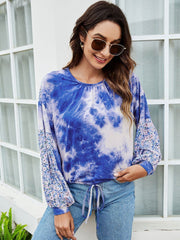 lovevop Tie Dye Print Casual Long Sleeve T-Shirt