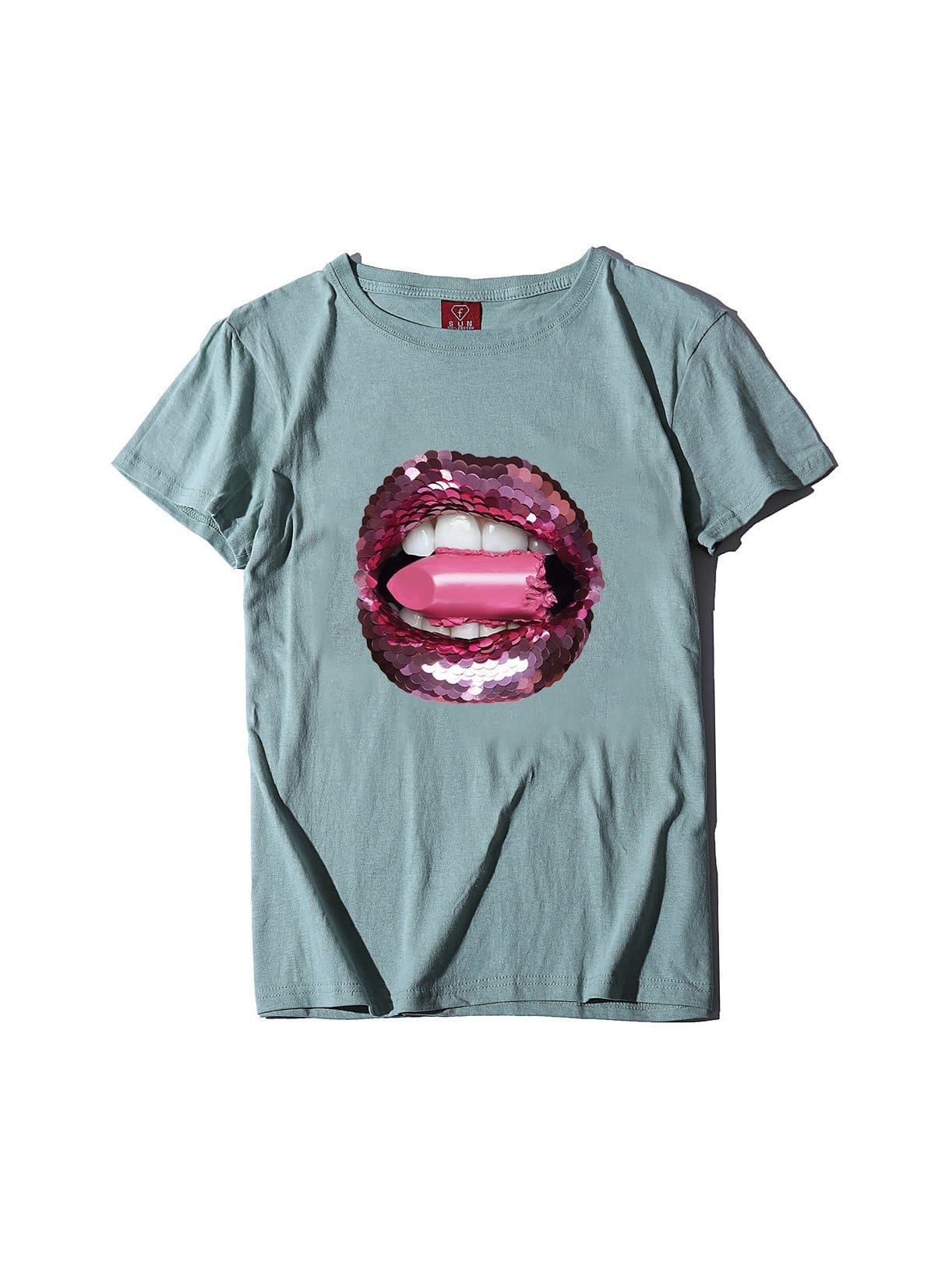 lovevop Versatile Lips Printing T-Shirt For Women Summer