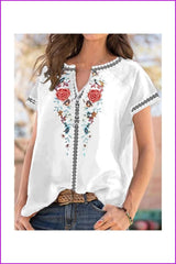 lovevop Women's Ethnic Style Printing Short Sleeve T-Shirt FW8742