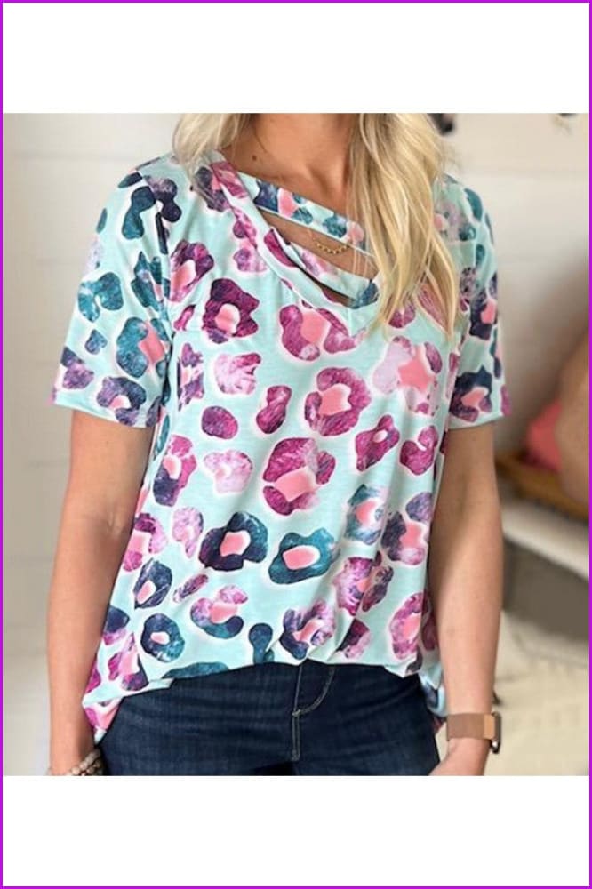 lovevop Women's Printed Casual Short Sleeve T-Shirt FW9954