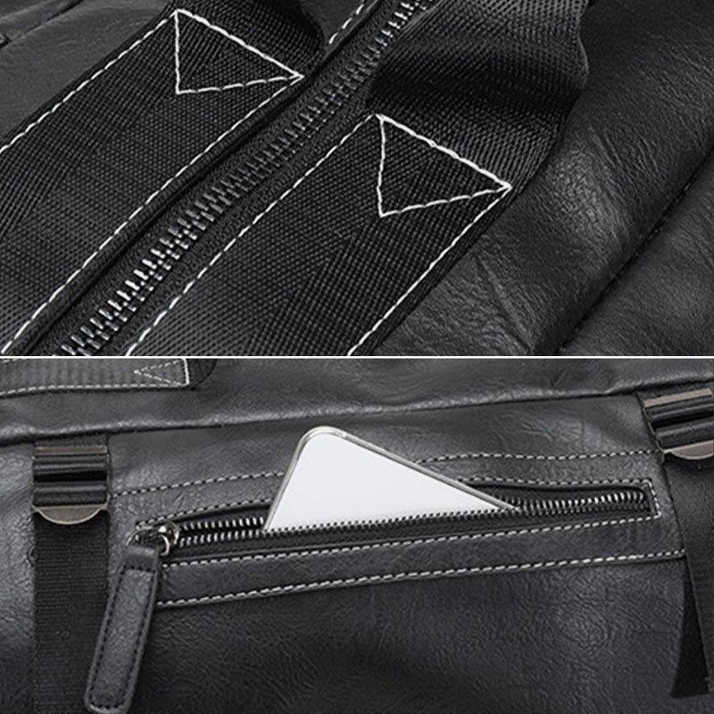 lovevop Men Multi-purpose PU Leather Backpack 15.6 Inch Large Capacity Multi-pocket Laptop Bag Handbag Crossbody Bags