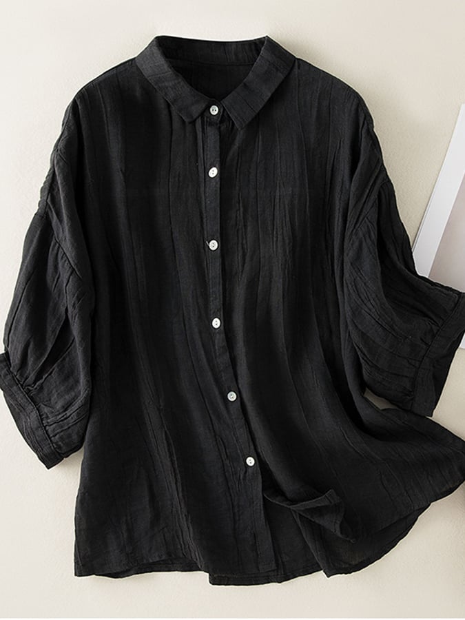 Lovevop Pleated Loose Casual Vintage Cool Shirt