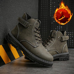 lovevop New High Top And Cotton Martin Boots Men's Warm Retro Tooling Boots