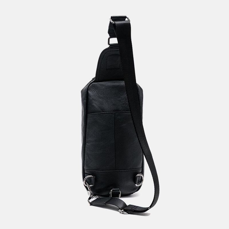 lovevop Men Cowhide Genuine Leather Multi-Pocket Retro Casual Anti-Theft Chest Bags Crossbody Bag Shoulder