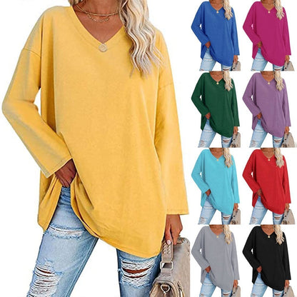 🔥Women's loose long sleeve fashion V-neck knit top🔥