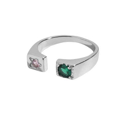 lovevop Love Zircon Vintage Ruby and Emerald Open-end Ring