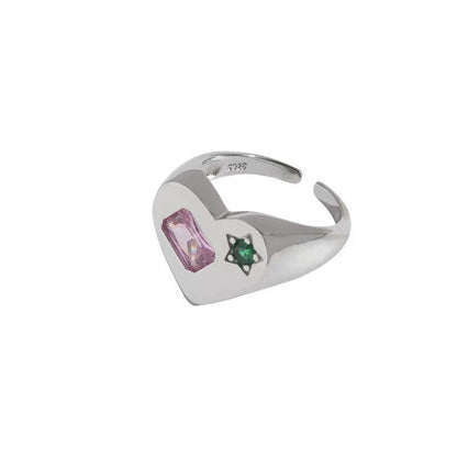 lovevop Love Zircon Vintage Ruby and Emerald Open-end Ring