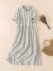 Lovevop Cotton Linen Thin Age Reducing Doll Collar Dress