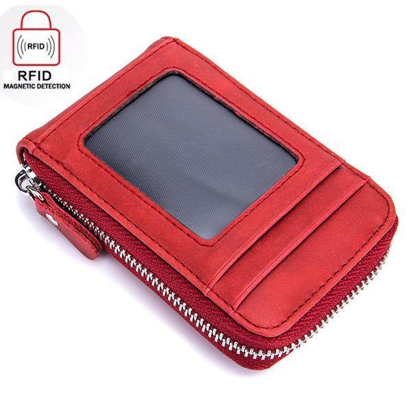 elvesmall RFID Blocking Wallet Men Women Cow Leather 12 Card Slots Card Holder Wallet