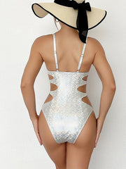 Ladies Bronzing One-Piece Briefs Body-fitting Swimsuit